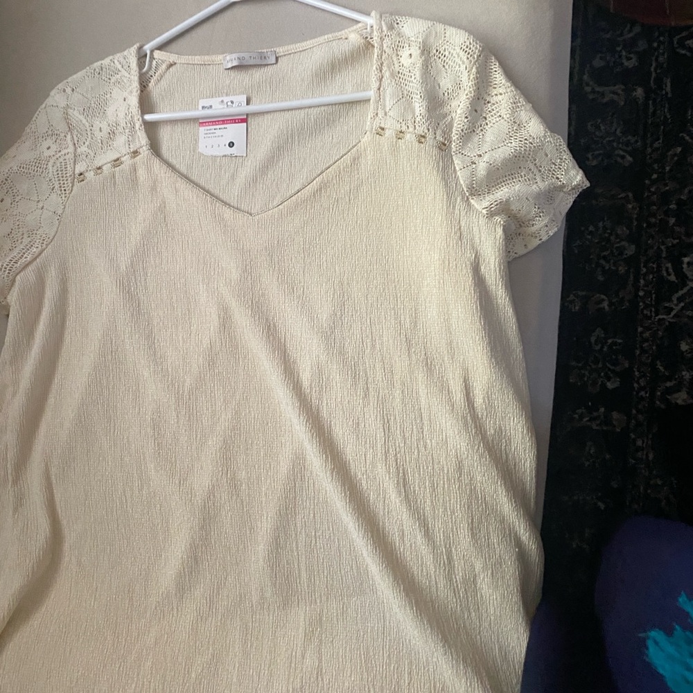 Chic Cream Lace Sleeve Top